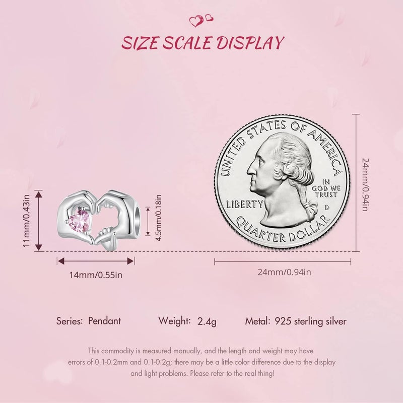 BABAMIA Store Rose Charm Heart Charms for Bracelets 925 Sterling Silver Bead Charm Fits Bracelets and Necklaces Paved with Cubic Zirconia Animal Skull Charm Dainty Halloween Charms Jewelry for Women Girls - Image 5